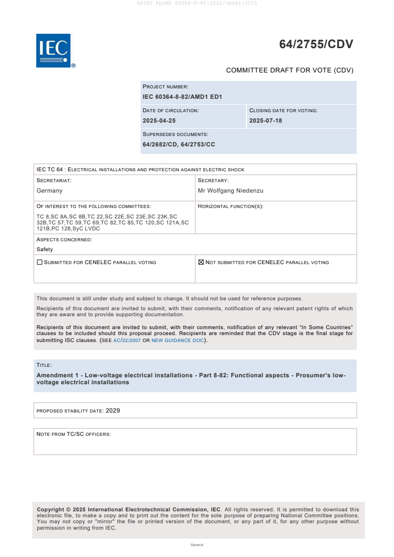 k FprHD 60364-8-82:2022/oprA1:2025 - BARVE