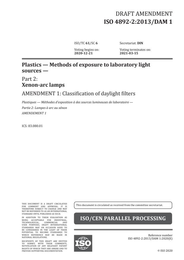ISO 4892-2:2013/DAmd 1