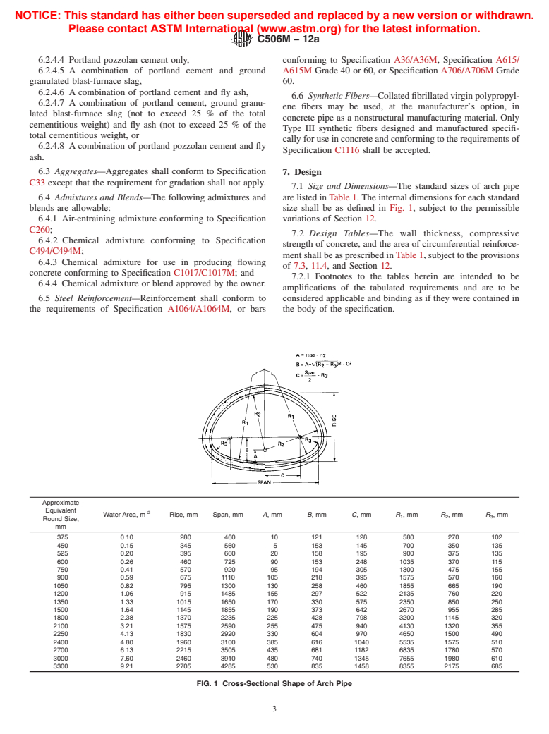 ASTM C506M-12a - Standard Specification for Reinforced Concrete Arch Culvert, Storm Drain, and Sewer Pipe (Metric)