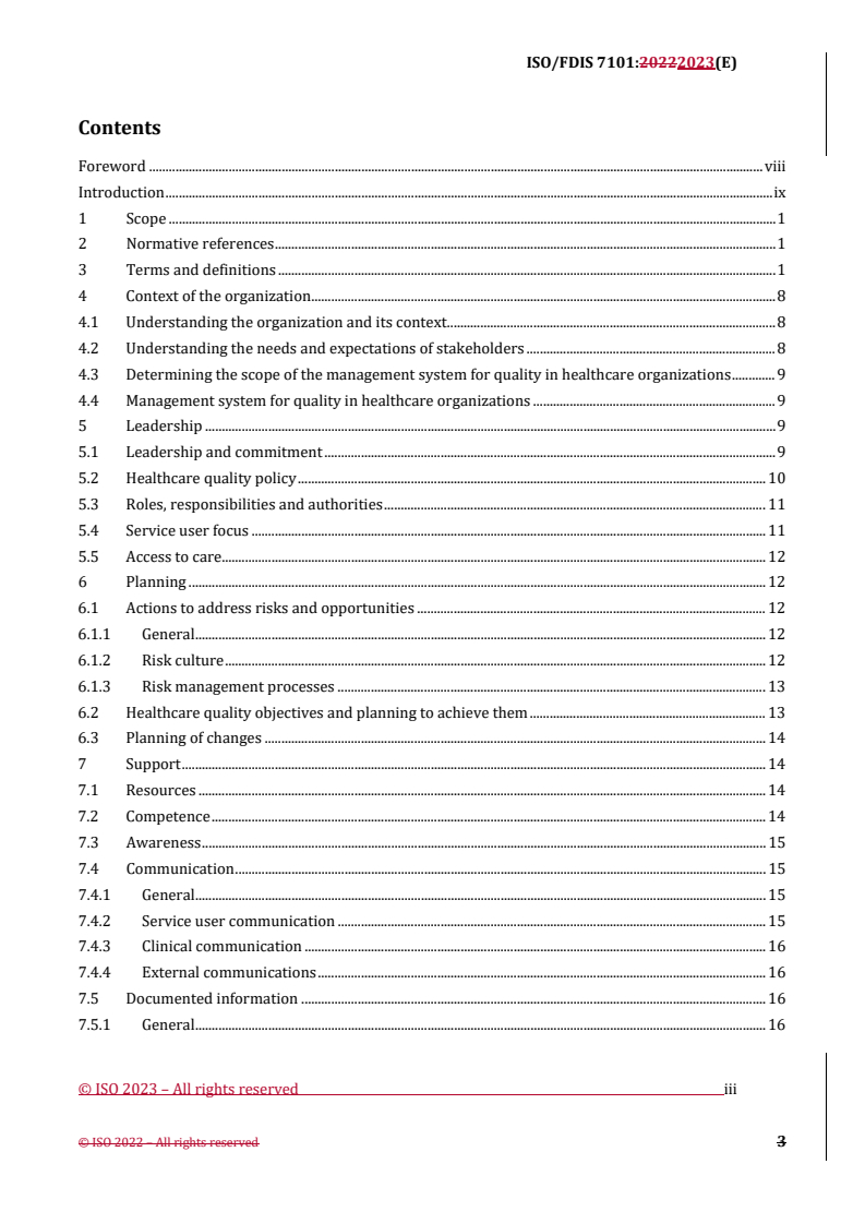 REDLINE ISO 7101 - Healthcare organization management — Management systems for quality in healthcare organizations — Requirements
Released:16. 06. 2023