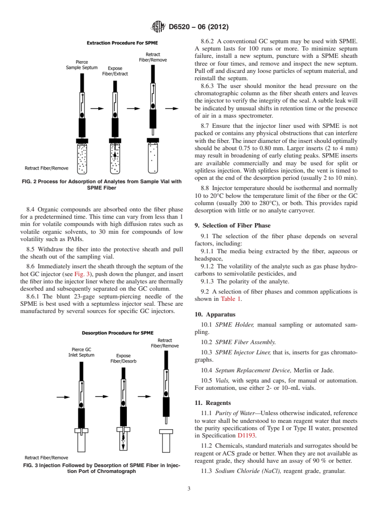 ASTM D6520-06(2012) - Standard Practice for the Solid Phase Micro Extraction (SPME) of Water and its Headspace for the Analysis of Volatile and Semi-Volatile Organic Compounds