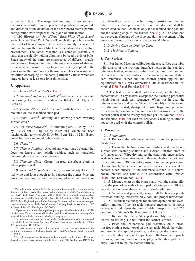 ASTM D6205-12 - Standard Practice for  Calibration of the James Static Coefficient of Friction Machine