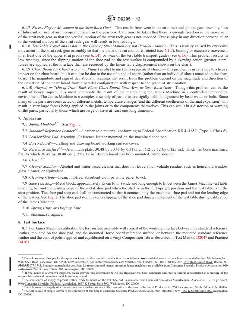 REDLINE ASTM D6205-12 - Standard Practice for  Calibration of the James Static Coefficient of Friction Machine