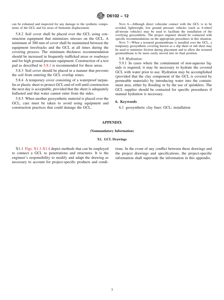 ASTM D6102-12 - Standard Guide for Installation of Geosynthetic Clay Liners