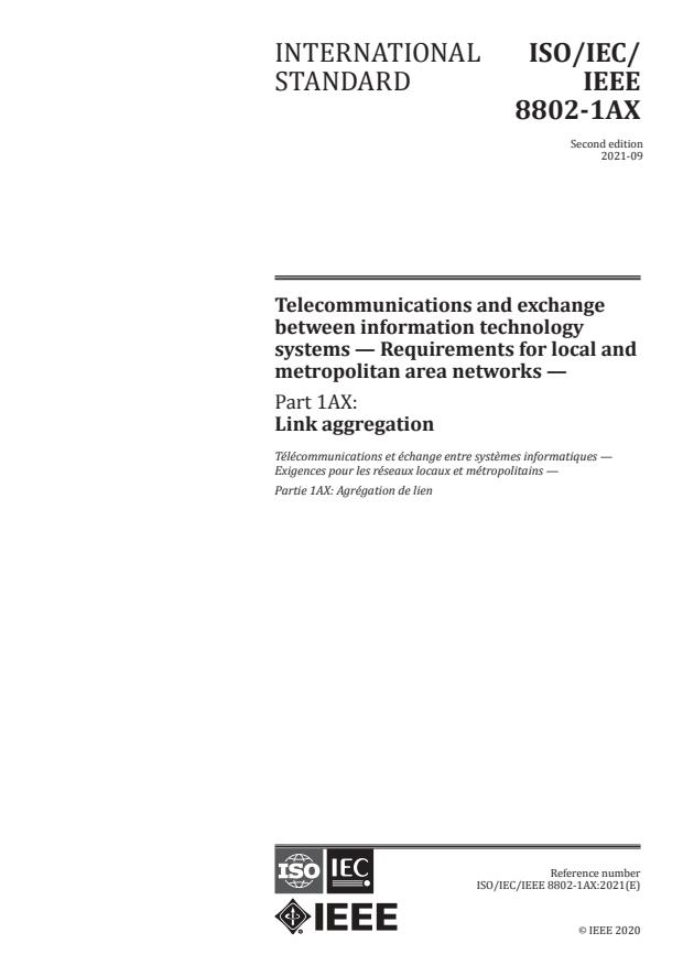 ISO/IEC/IEEE 8802-1AX:2021 - Telecommunications and exchange between information technology systems -- Requirements for local and metropolitan area networks