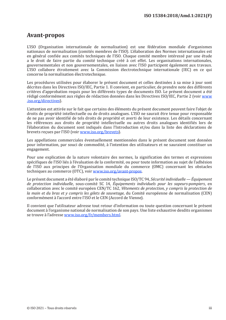 ISO 15384:2018/Amd 1:2021 - Habillement de protection pour sapeurs-pompiers — Méthodes d'essai en laboratoire et exigences de performance pour vêtements portés pendant la lutte contre les feux d'espaces naturels — Amendement 1
Released:9/27/2021