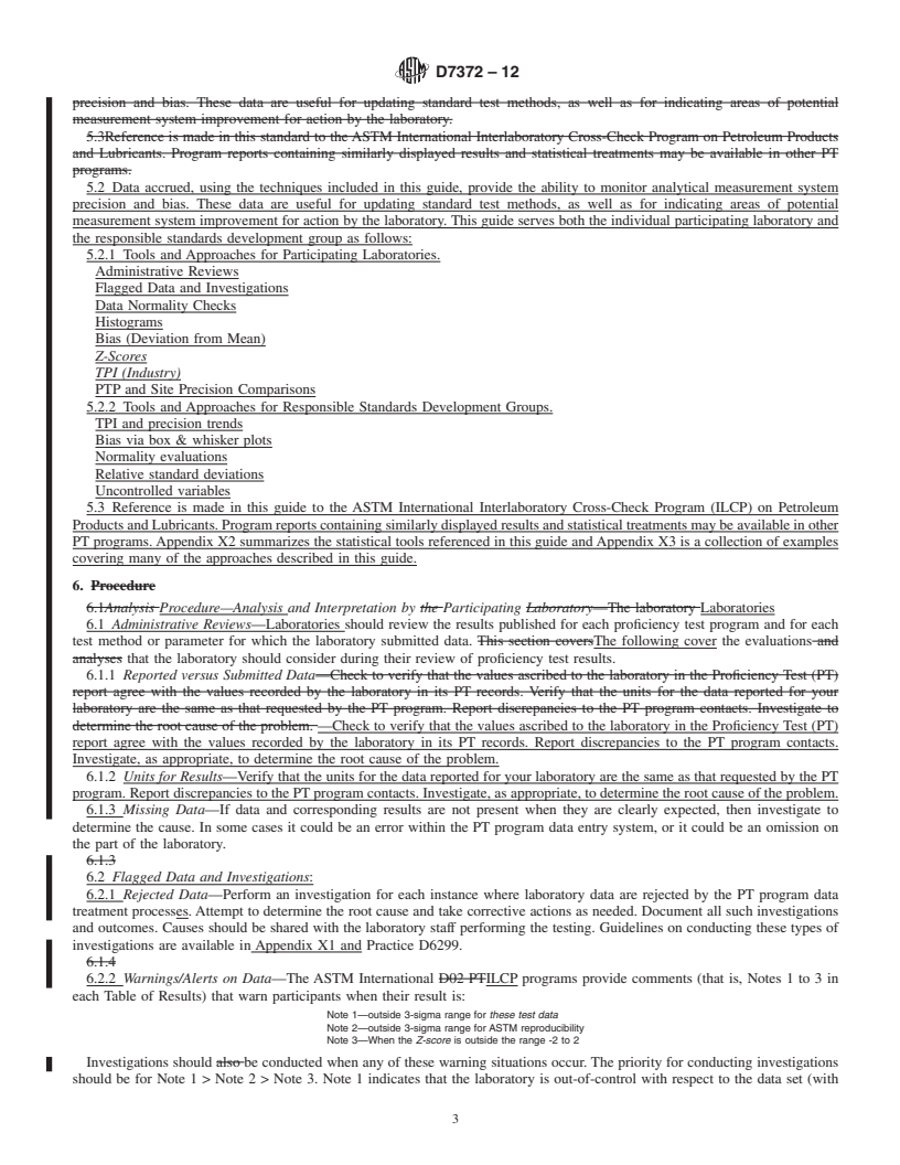 REDLINE ASTM D7372-12 - Standard Guide for Analysis and Interpretation of Proficiency Test Program Results