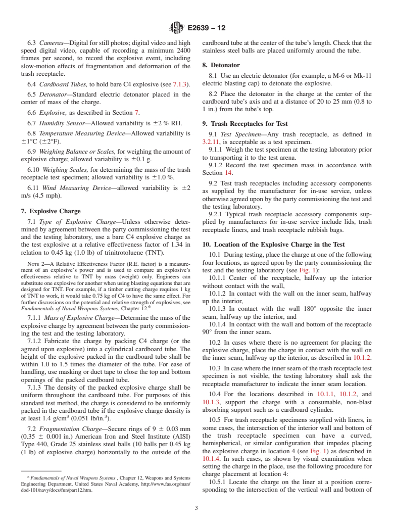 ASTM E2639-12 - Standard Test Method for  Blast Resistance of Trash Receptacles