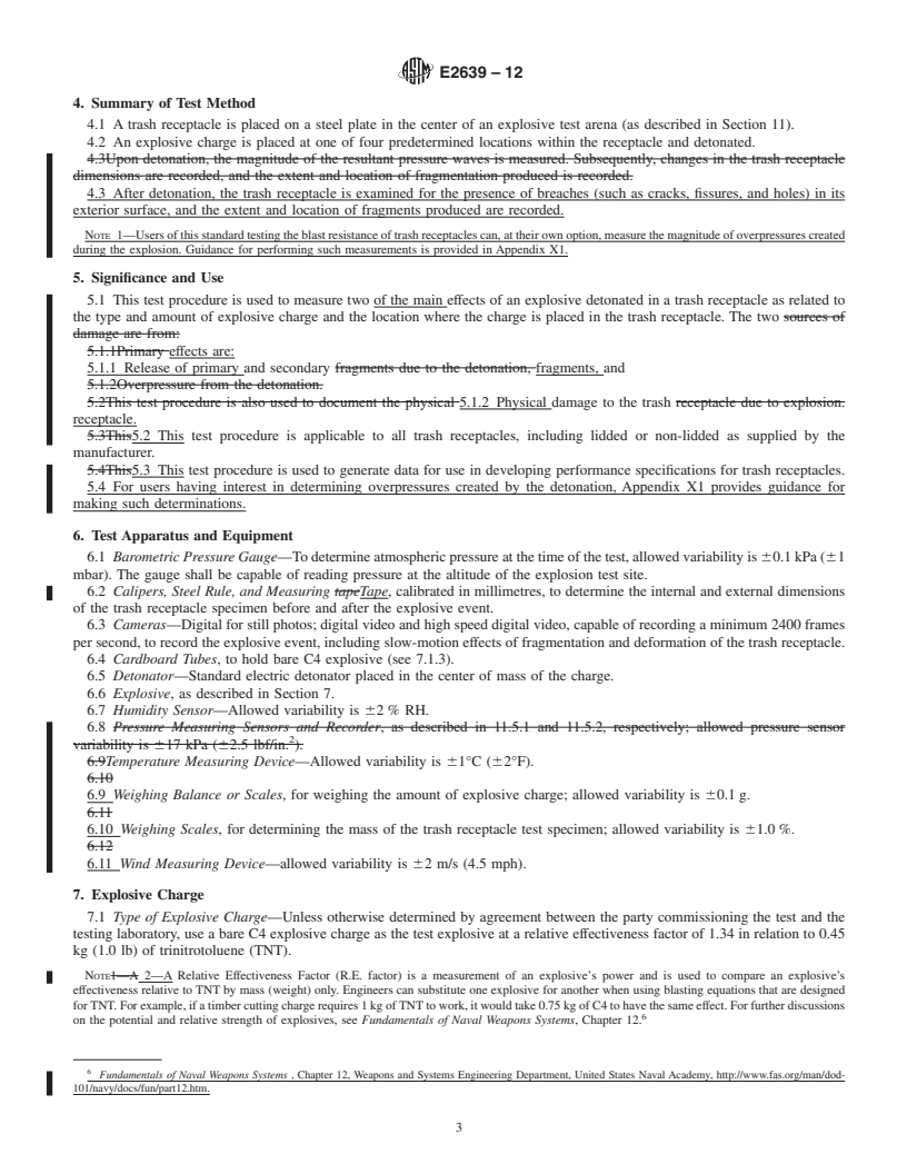 REDLINE ASTM E2639-12 - Standard Test Method for  Blast Resistance of Trash Receptacles