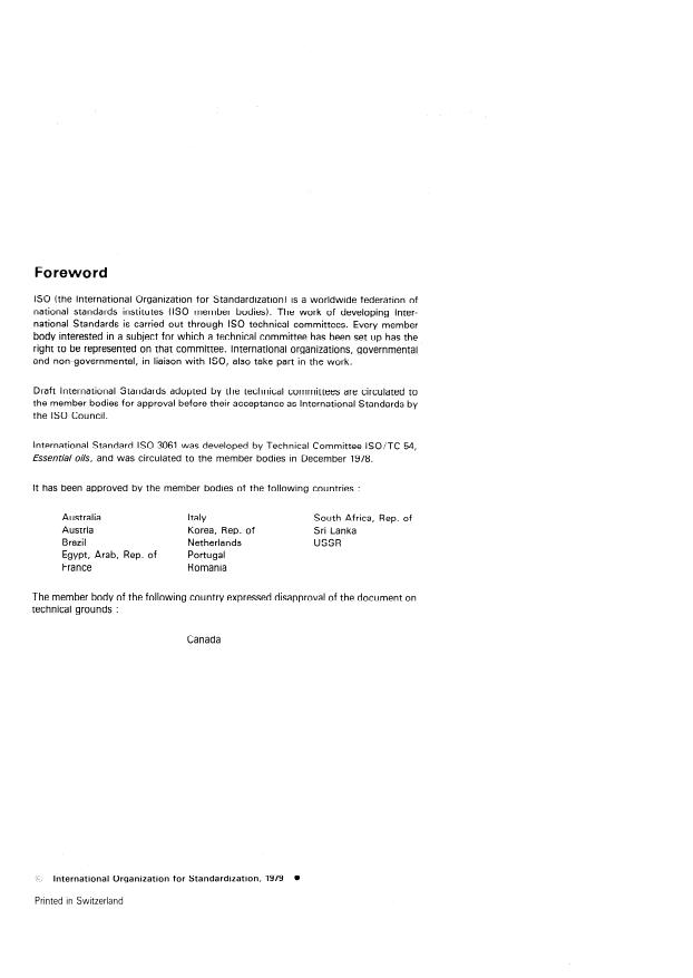 ISO 3061:1979 ISO 3061:1979 - Oil of black pepper - Page 2 preview