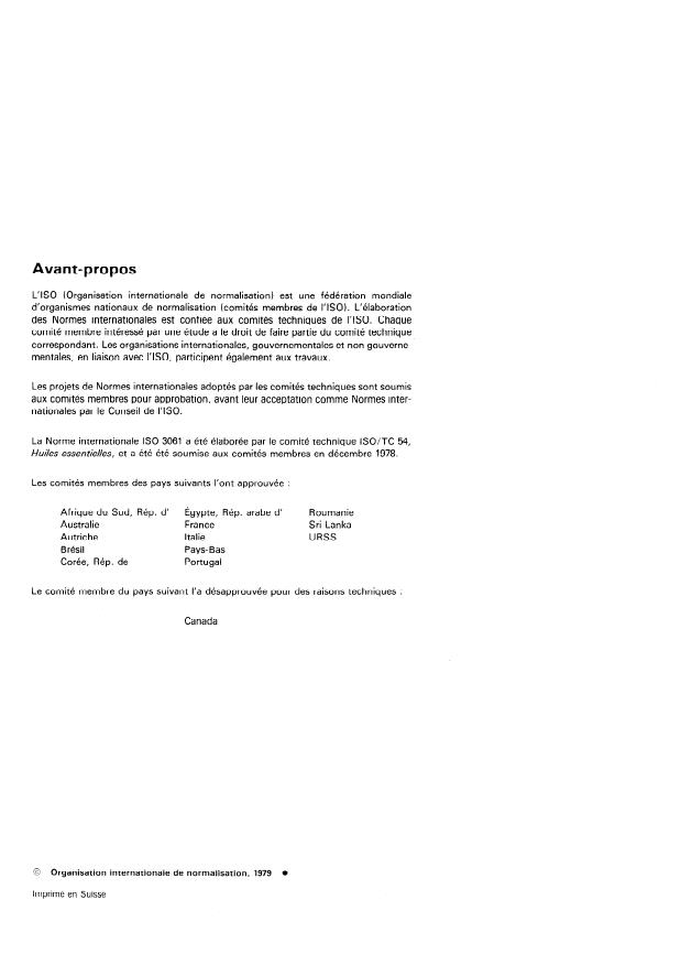 ISO 3061:1979 ISO 3061:1979 - Huile essentielle de poivre noir - Page 2 preview