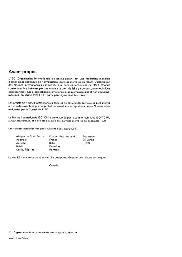 ISO 3061:1979 ISO 3061:1979 - Huile essentielle de poivre noir - Page 2 preview