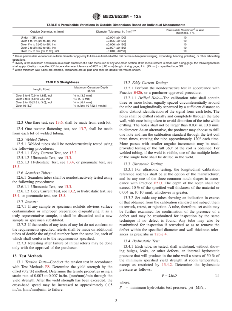 ASTM B523/B523M-12a - Standard Specification for Seamless and Welded Zirconium and Zirconium Alloy Tubes