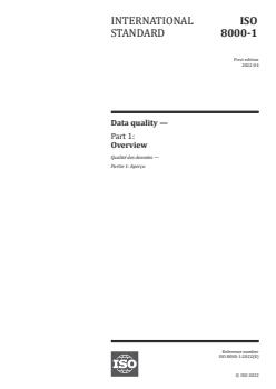 ISO 8000-1:2022 - Data quality — Part 1: Overview
Released:4/20/2022 - Page 1 preview