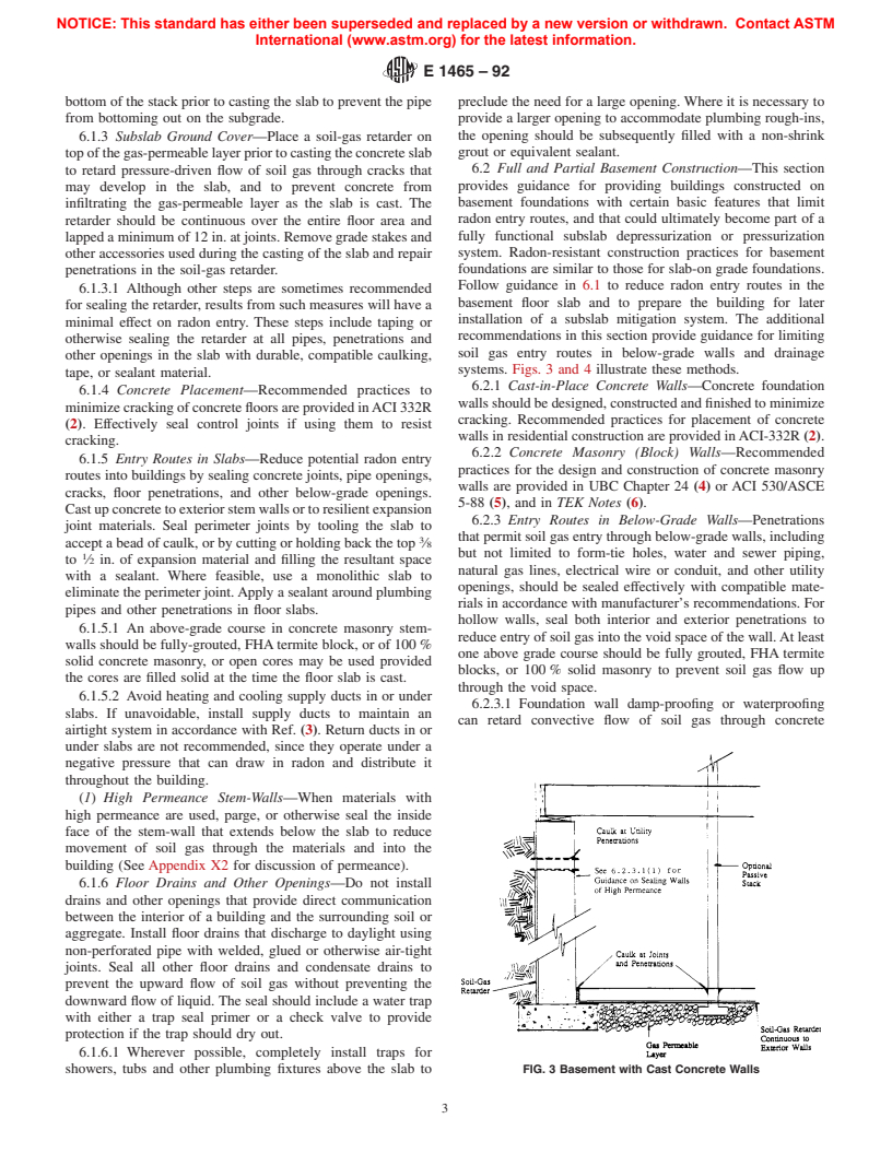 ASTM E1465-92 - Guide for Radon Control Options for the Design and Construction of New Low Rise Residential Buildings (Withdrawn 2001)