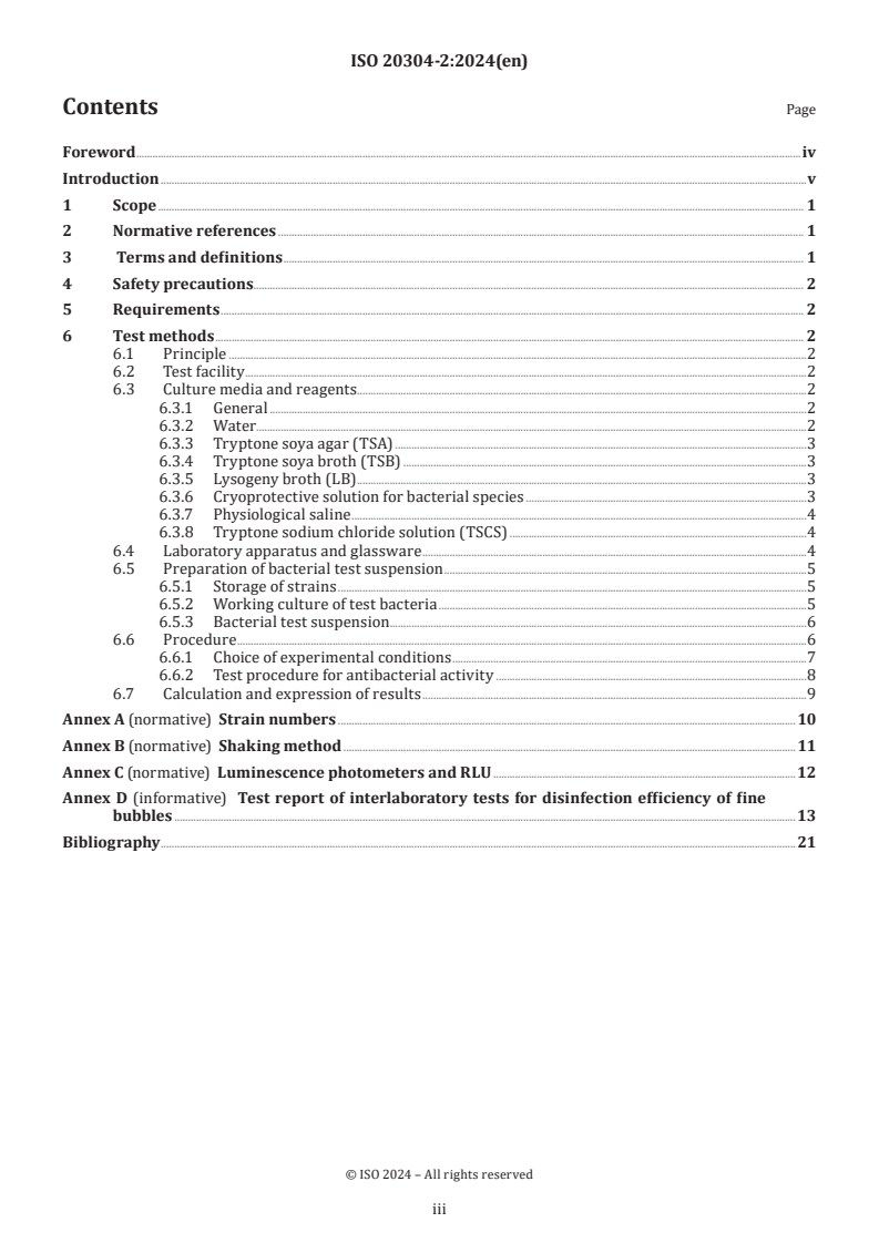ISO 20304-2:2024 ISO 20304-2:2024 - Fine bubble technology — Water treatment applications — Part 2: Test methods using Escherichia coli as a test micro-organism
Released:16. 01. 2024