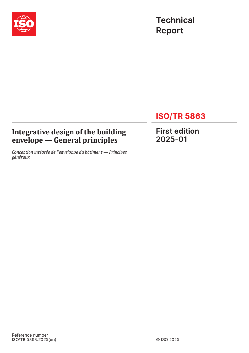 ISO/TR 5863:2025 - Integrative design of the building envelope — General principles
Released:1/7/2025