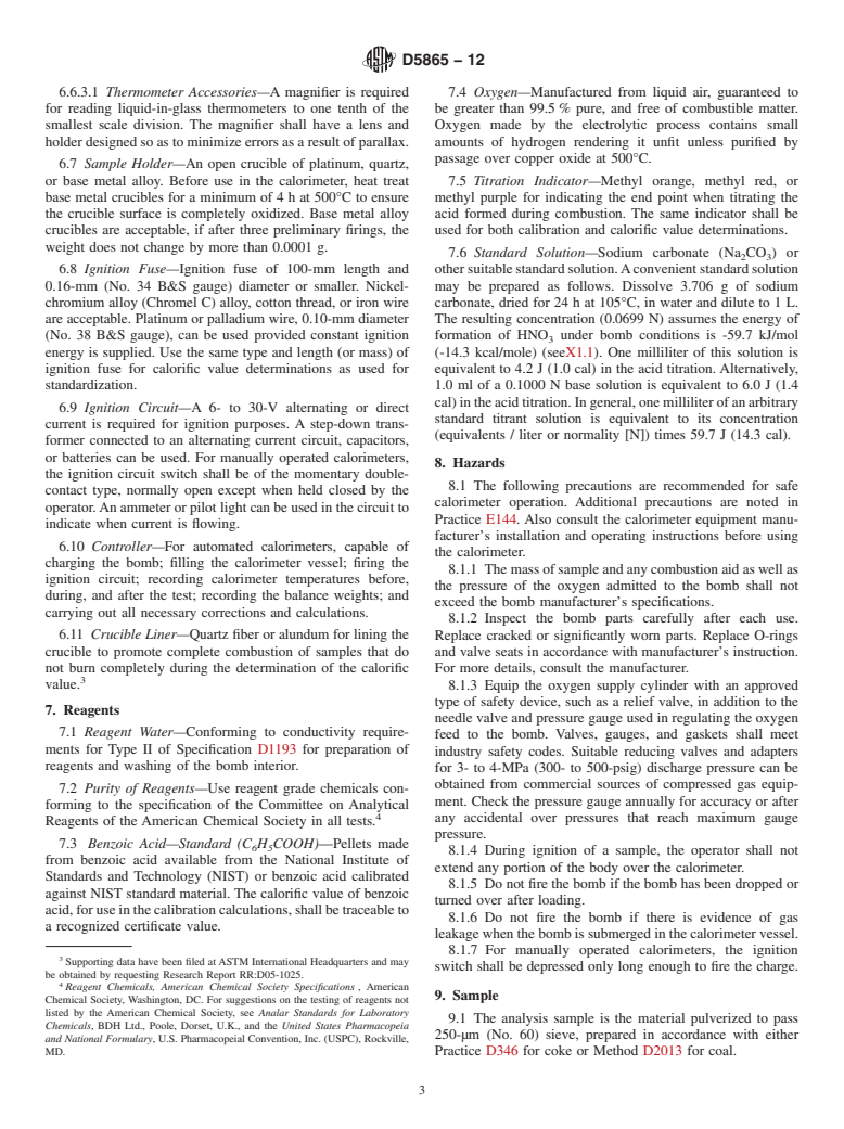 ASTM D5865-12 - Standard Test Method for  Gross Calorific Value of Coal and Coke