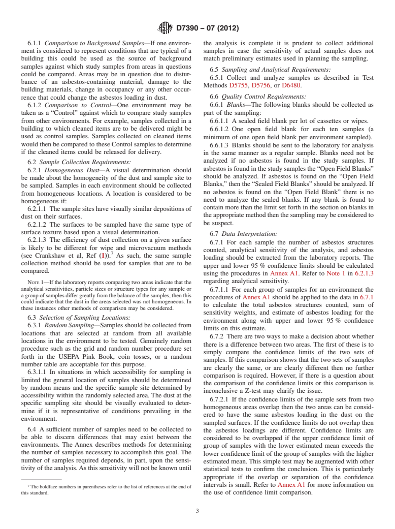 ASTM D7390-07(2012) - Standard Guide for  Evaluating Asbestos in Dust on Surfaces by Comparison Between  Two Environments