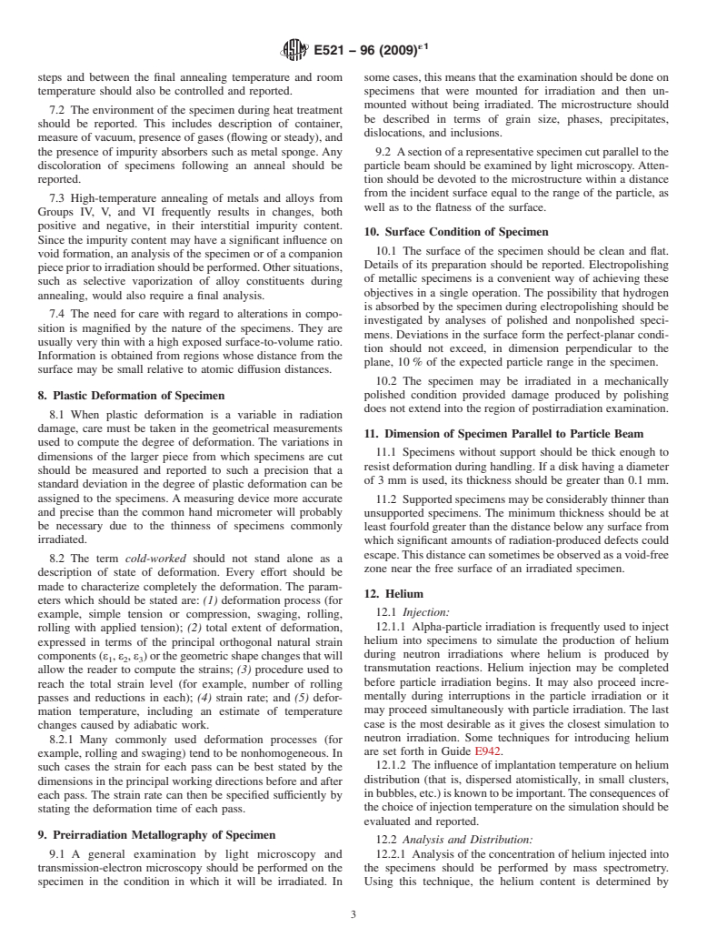 ASTM E521-96(2009)e1 - Standard Practice for  Neutron Radiation Damage Simulation by Charged-Particle Irradiation