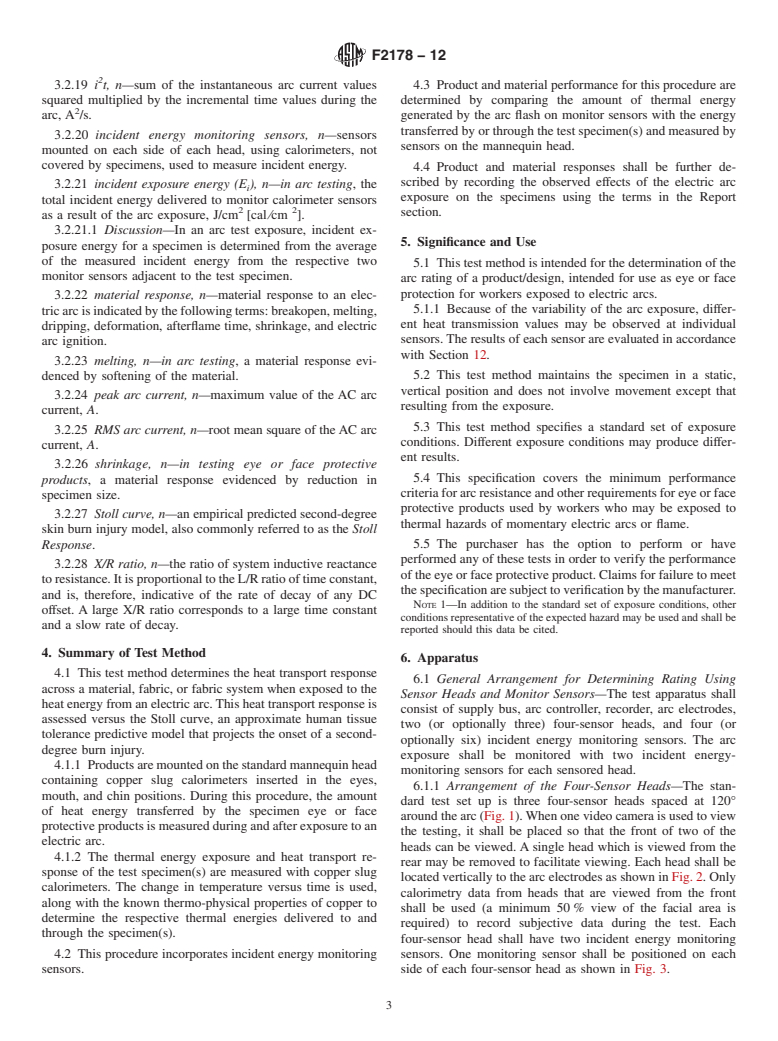 ASTM F2178-12 - Standard Test Method for  Determining the Arc Rating and Standard Specification for Eye  or Face Protective Products