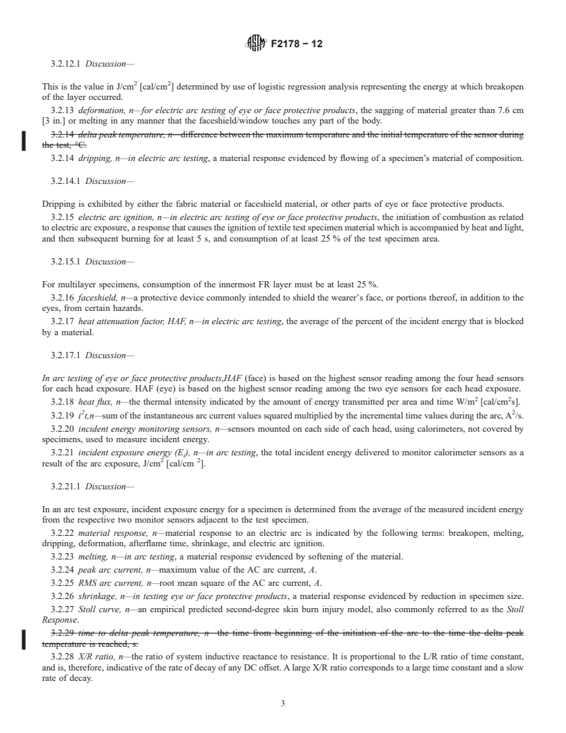 REDLINE ASTM F2178-12 - Standard Test Method for  Determining the Arc Rating and Standard Specification for Eye  or Face Protective Products