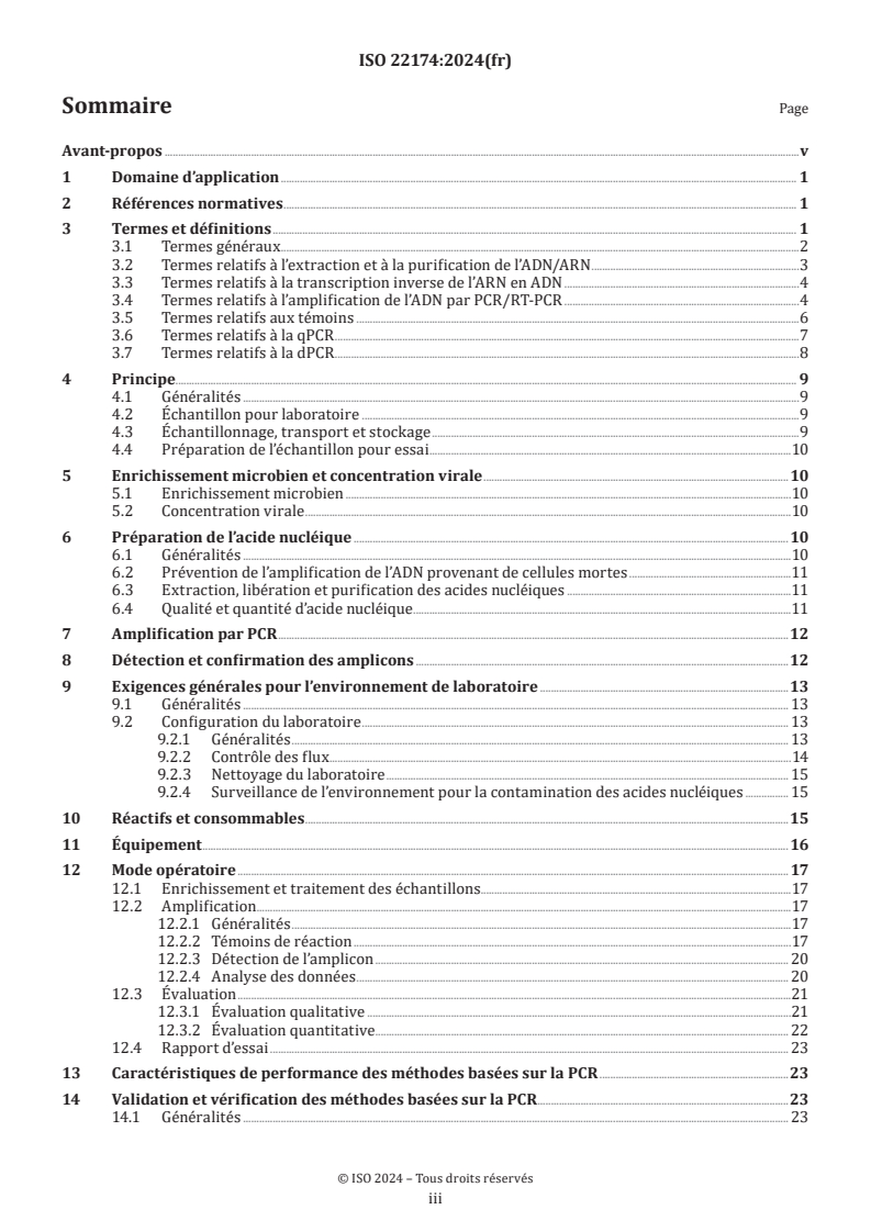 ISO 22174:2024 - Microbiologie de la chaîne alimentaire — Réaction de polymérisation en chaîne (PCR) pour la recherche et la quantification de micro-organismes — Exigences générales et définitions
Released:10/22/2024