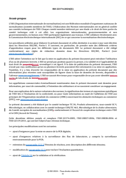ISO 22174:2024 REDLINE ISO 22174:2024 - Microbiologie de la chaîne alimentaire — Réaction de polymérisation en chaîne (PCR) pour la recherche et la quantification de micro-organismes — Exigences générales et définitions
Released:10/22/2024 - Page 4 preview