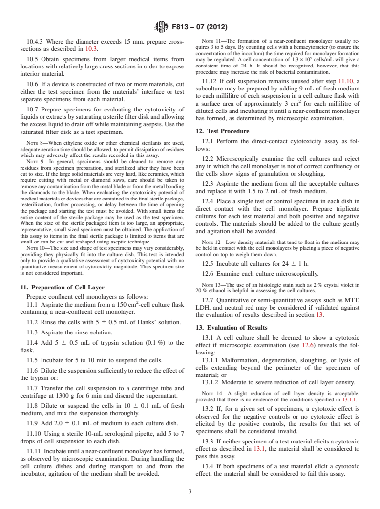 ASTM F813-07(2012) - Standard Practice for  Direct Contact Cell Culture Evaluation of Materials for Medical  Devices