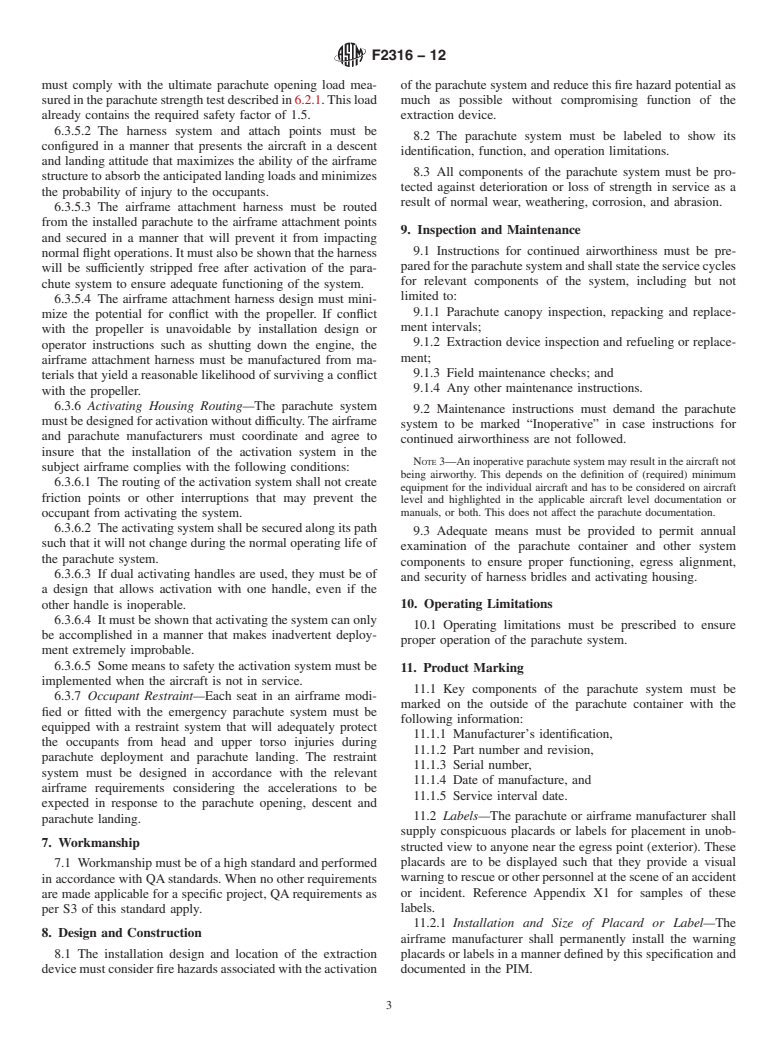 ASTM F2316-12 - Standard Specification for Airframe Emergency Parachutes