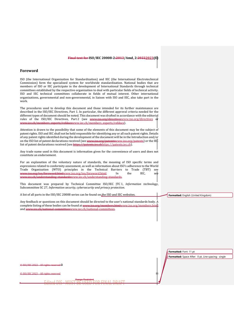REDLINE ISO/IEC 20008-2:2013/PRF Amd 2 - Information technology — Security techniques — Anonymous digital signatures — Part 2: Mechanisms using a group public key — Amendment 2
Released:2/7/2023