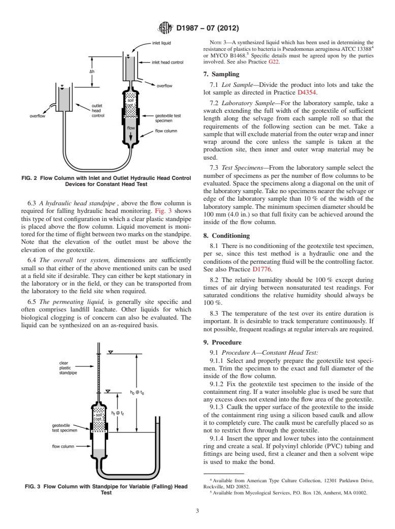 ASTM D1987-07(2012) - Standard Test Method for  Biological Clogging of Geotextile or Soil/Geotextile Filters