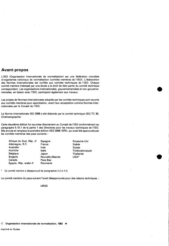 ISO 3068:1982 ISO 3068:1982 - Cinématographie -- Pistes magnétiques pour l'enregistrement du son sur film cinémato- graphique 16 mm perforé 8 mm type S-2R (1-4) et (1-3) -- Emplacements et dimensions en largeur - Page 2 preview