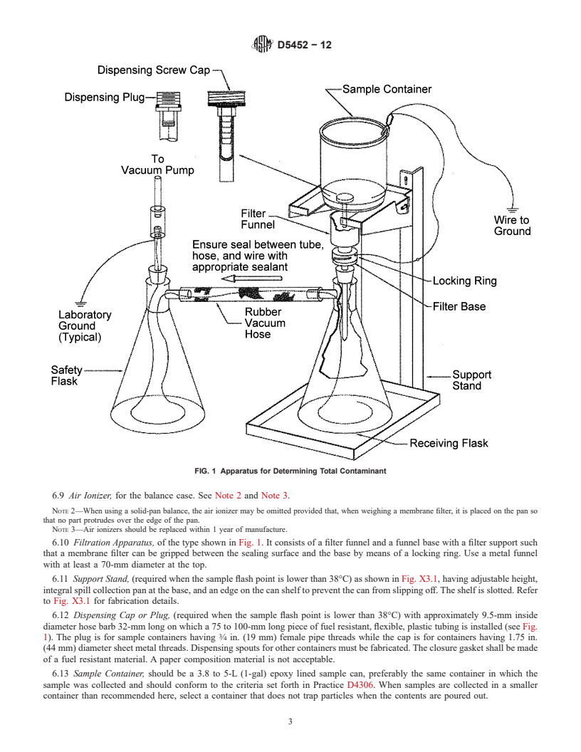 REDLINE ASTM D5452-12 - Standard Test Method for Particulate Contamination in Aviation Fuels by Laboratory Filtration