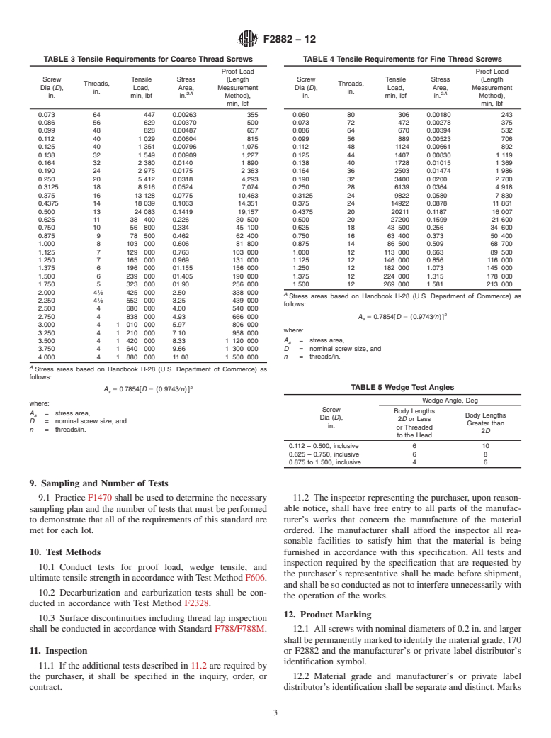 ASTM F2882-12 - Standard Specification for Screws, Alloy Steel, Heat Treated, 170 ksi Minimum Tensile Strength