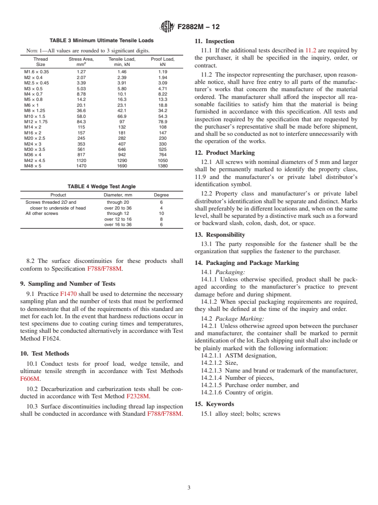 ASTM F2882M-12 - Standard Specification for Screws, Alloy Steel, Heat ...