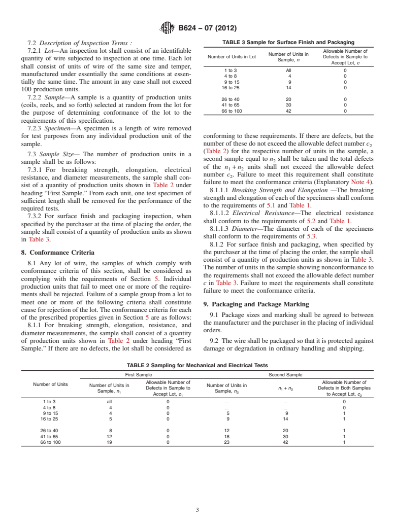 ASTM B624-07(2012) - Standard Specification for High-Strength, High-Conductivity Copper-Alloy Wire for Electronic Application