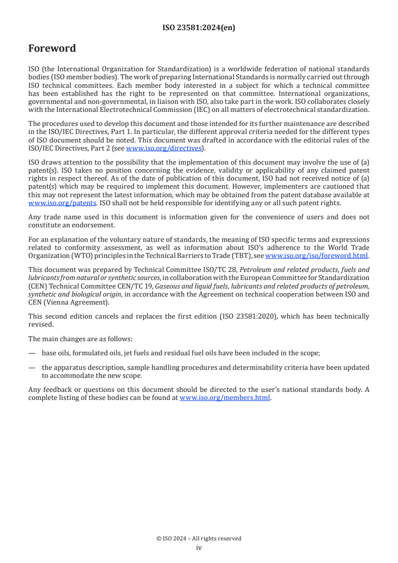 ISO 23581:2024 ISO 23581:2024 - Petroleum products and related products — Determination of kinematic viscosity — Method by Stabinger type viscometer
Released:14. 05. 2024 - Page 4 preview