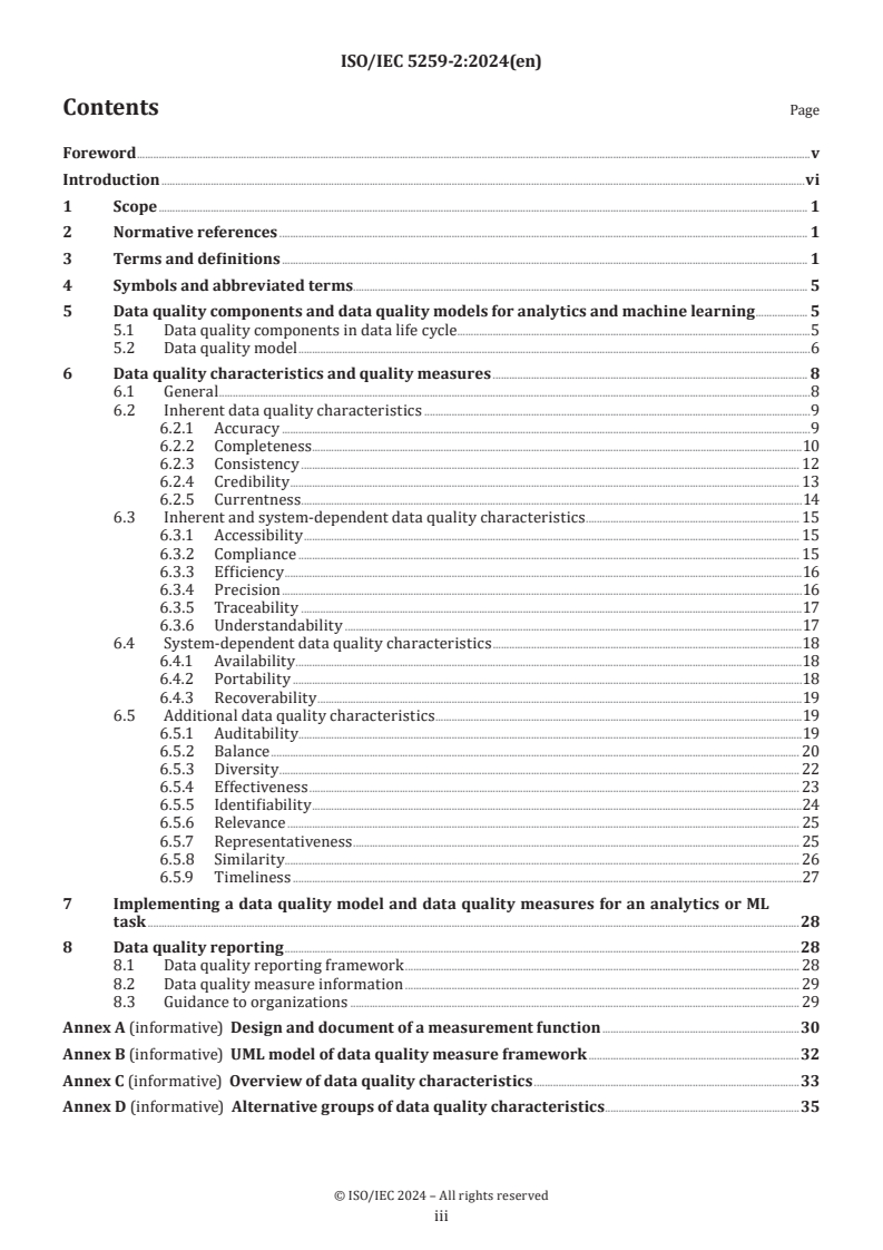 ISO/IEC 5259-2:2024 - Artificial intelligence — Data quality for analytics and machine learning (ML) — Part 2: Data quality measures
Released:11/5/2024