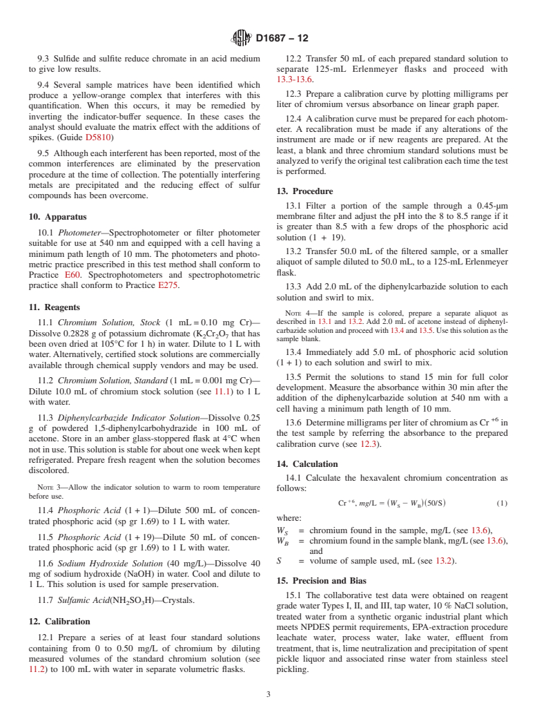 ASTM D1687-12 - Standard Test Methods for  Chromium in Water