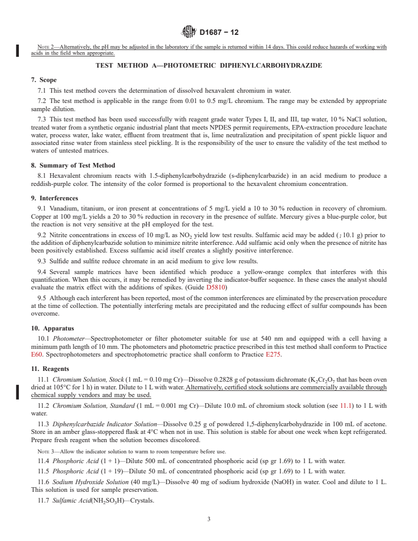 REDLINE ASTM D1687-12 - Standard Test Methods for  Chromium in Water