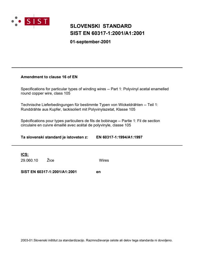 EN 60317-1:2001/A1:2001