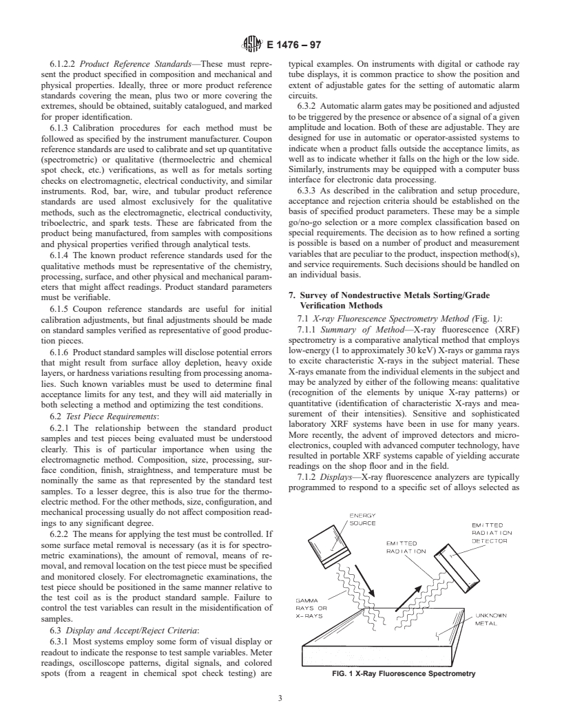 ASTM E1476-97 - Standard Guide for Metals Identification, Grade Verification, and Sorting