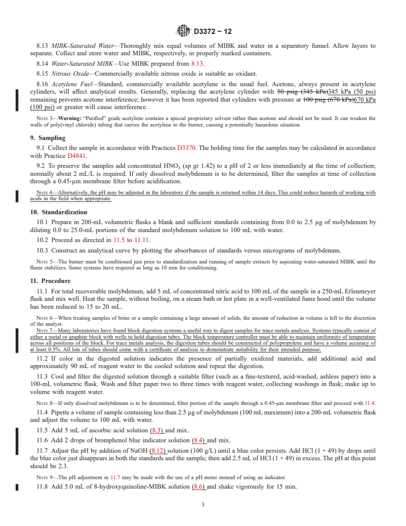 REDLINE ASTM D3372-12 - Standard Test Method for  Molybdenum in Water