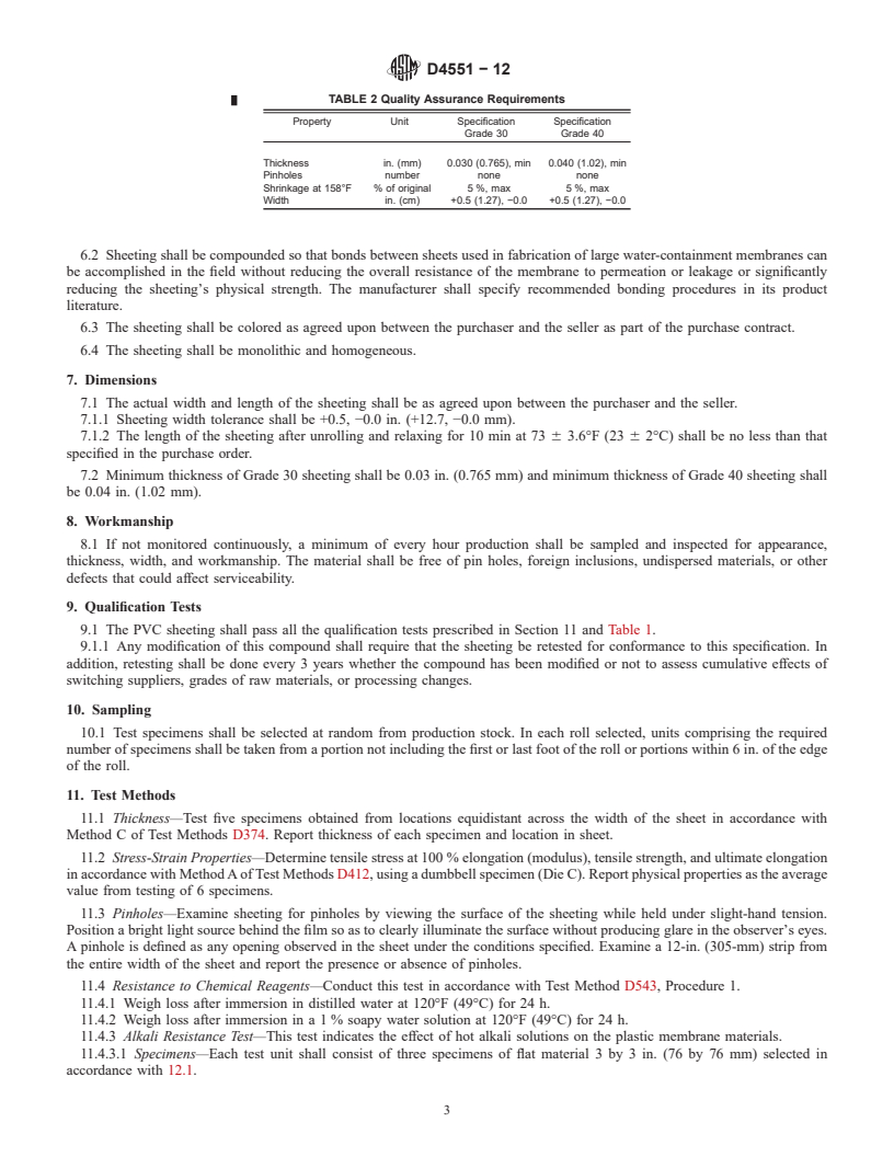 REDLINE ASTM D4551-12 - Standard Specification for  Poly(Vinyl Chloride) (PVC) Plastic Flexible Concealed Water-Containment  Membrane