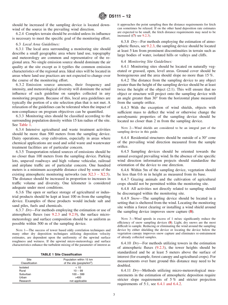 ASTM D5111-12 - Standard Guide for  Choosing Locations and Sampling Methods to Monitor Atmospheric  Deposition at Non-Urban Locations