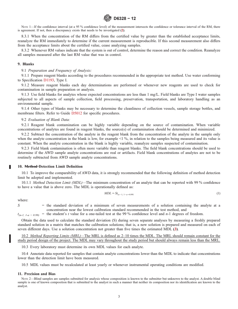 REDLINE ASTM D6328-12 - Standard Guide for Quality Assurance Protocols for Chemical Analysis of Atmospheric Wet Deposition