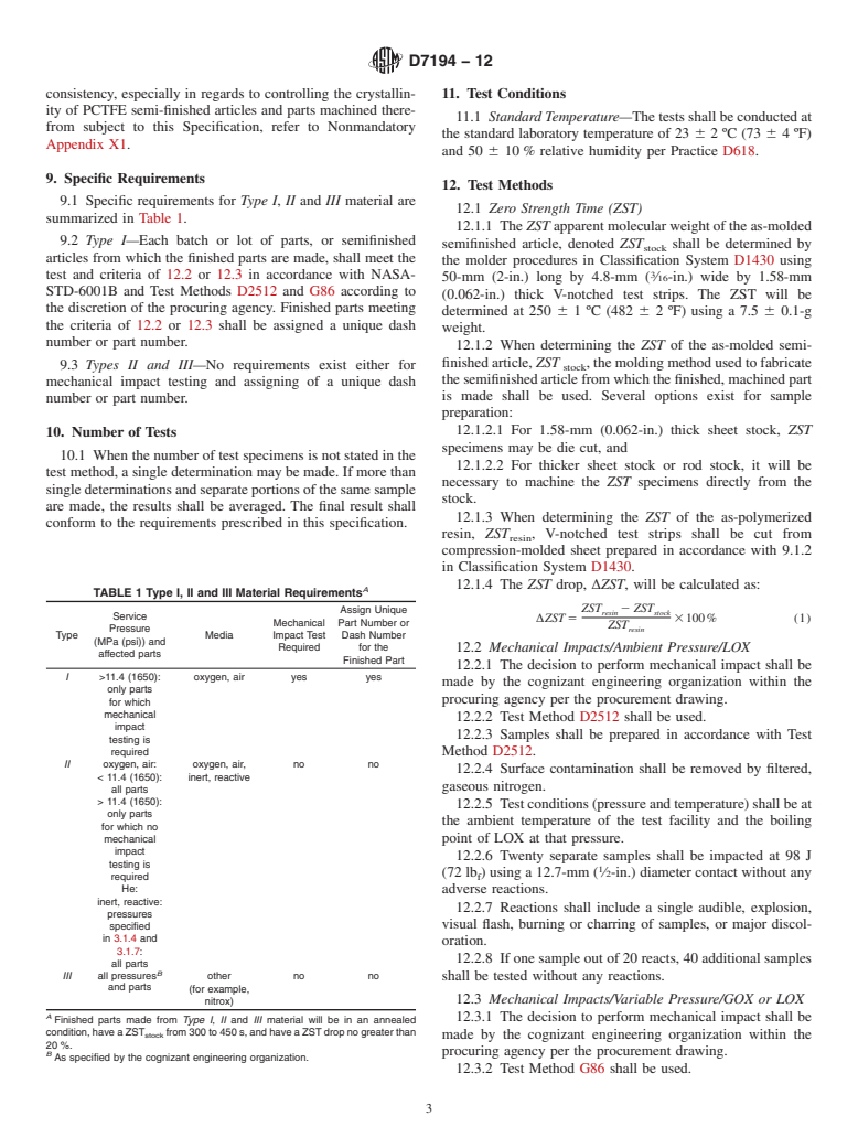 ASTM D7194-12 - Standard Specification for Aerospace Parts Machined from Polychlorotrifluoroethylene (PCTFE)