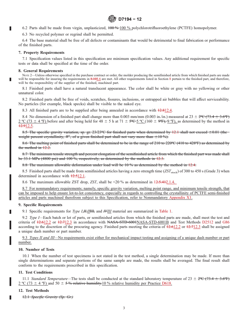 REDLINE ASTM D7194-12 - Standard Specification for Aerospace Parts Machined from Polychlorotrifluoroethylene (PCTFE)