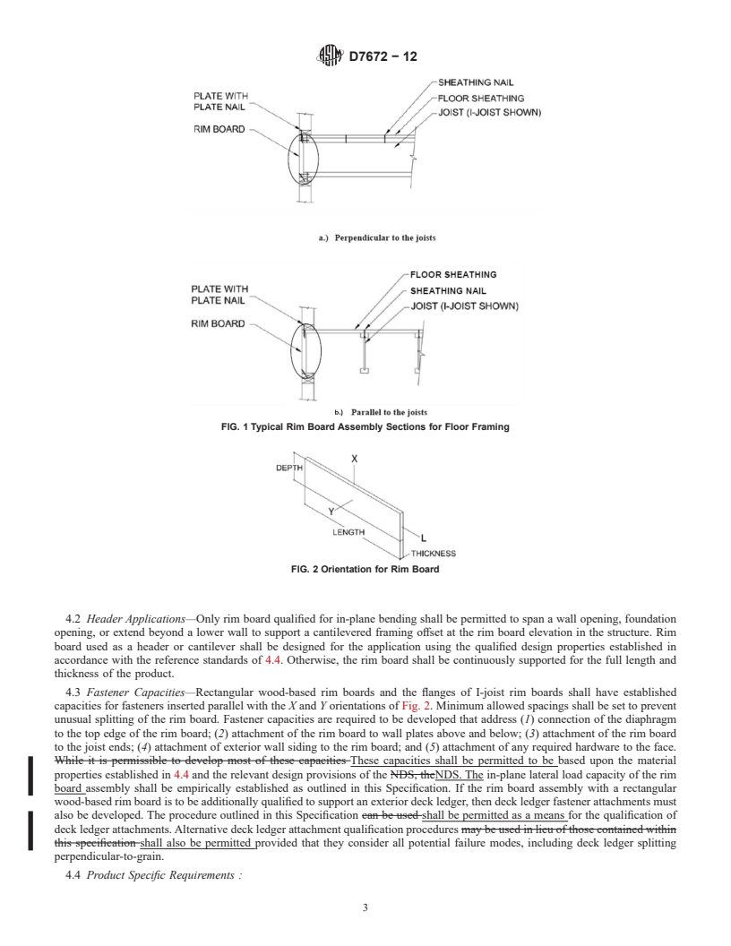 REDLINE ASTM D7672-12 - Standard Specification for Evaluating Structural Capacities of Rim Board Products and Assemblies